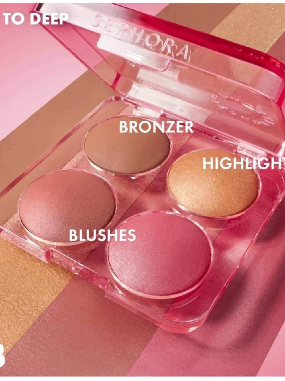 Sephora Four-Shade Face & Cheek Palette — Coral, Peach, Bronze, Gold